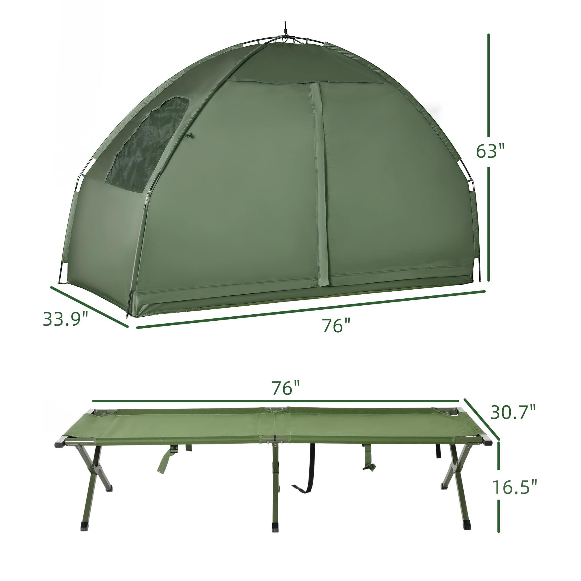 Outsunny 4-in-1 Foldable Camping Cot with Tent & Mattress