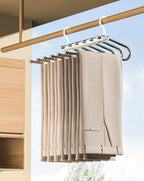 6 Layer Pants Hanger Space Saving Closet Organizer with 50mm Wide Spacing