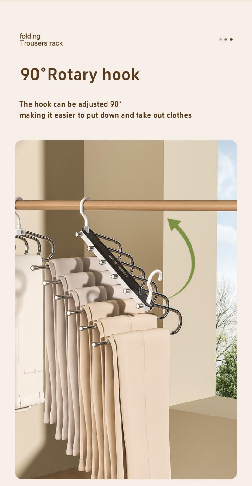 6 Layer Pants Hanger Space Saving Closet Organizer with 50mm Wide Spacing