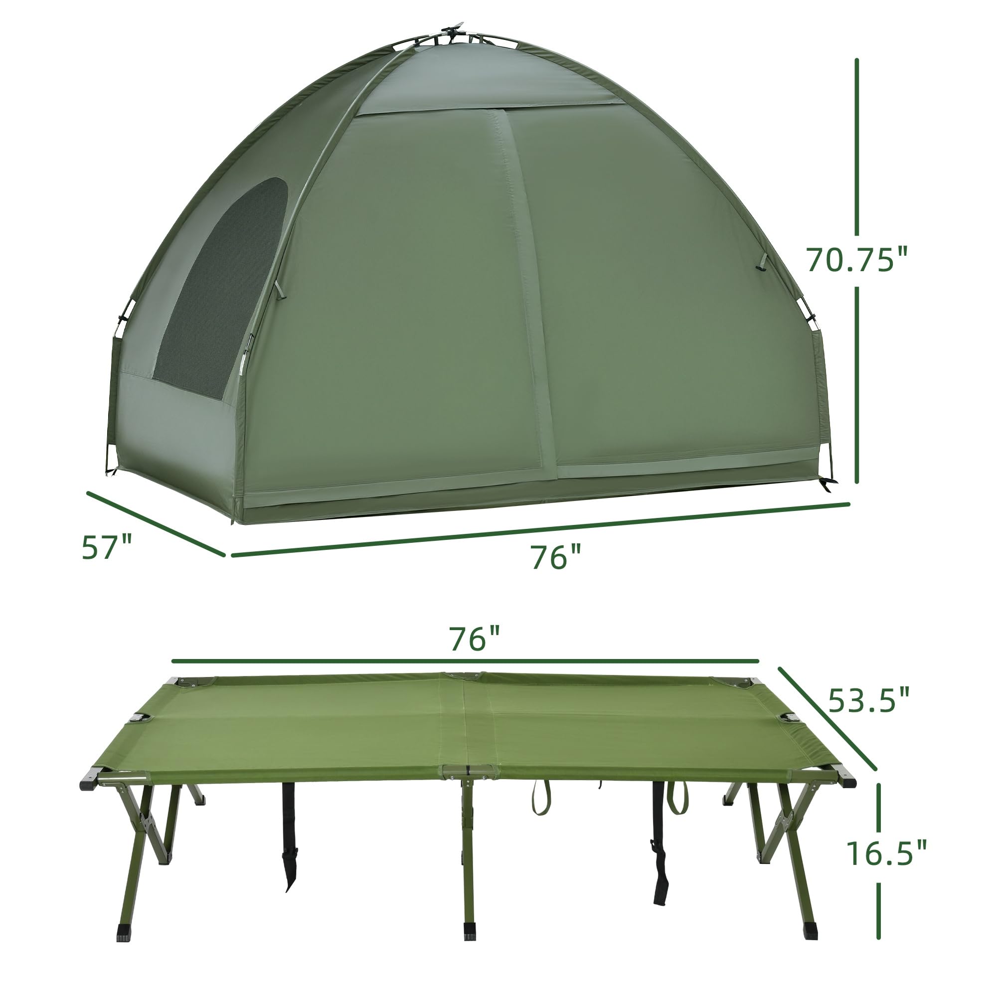 Outsunny 4-in-1 Foldable Camping Cot with Tent & Mattress