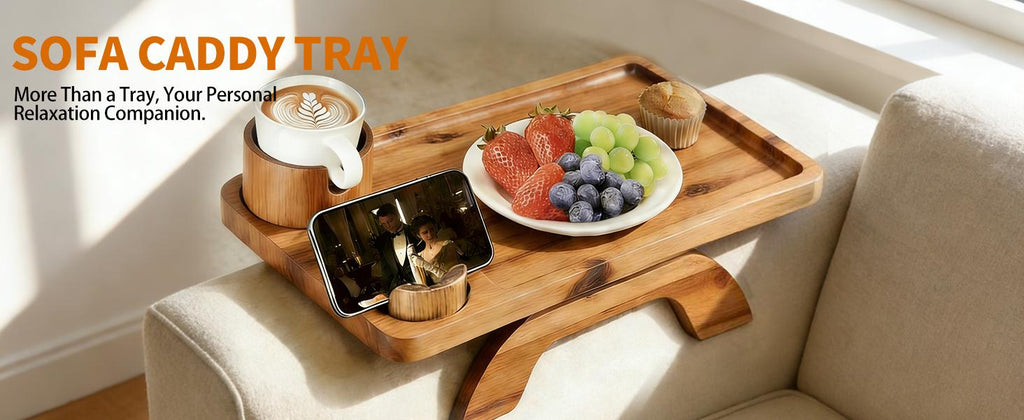 3-in-1 Acacia Wood Couch Arm Tray – Clip-On TV Tray &amp; Cup Holder 🛋️🥫