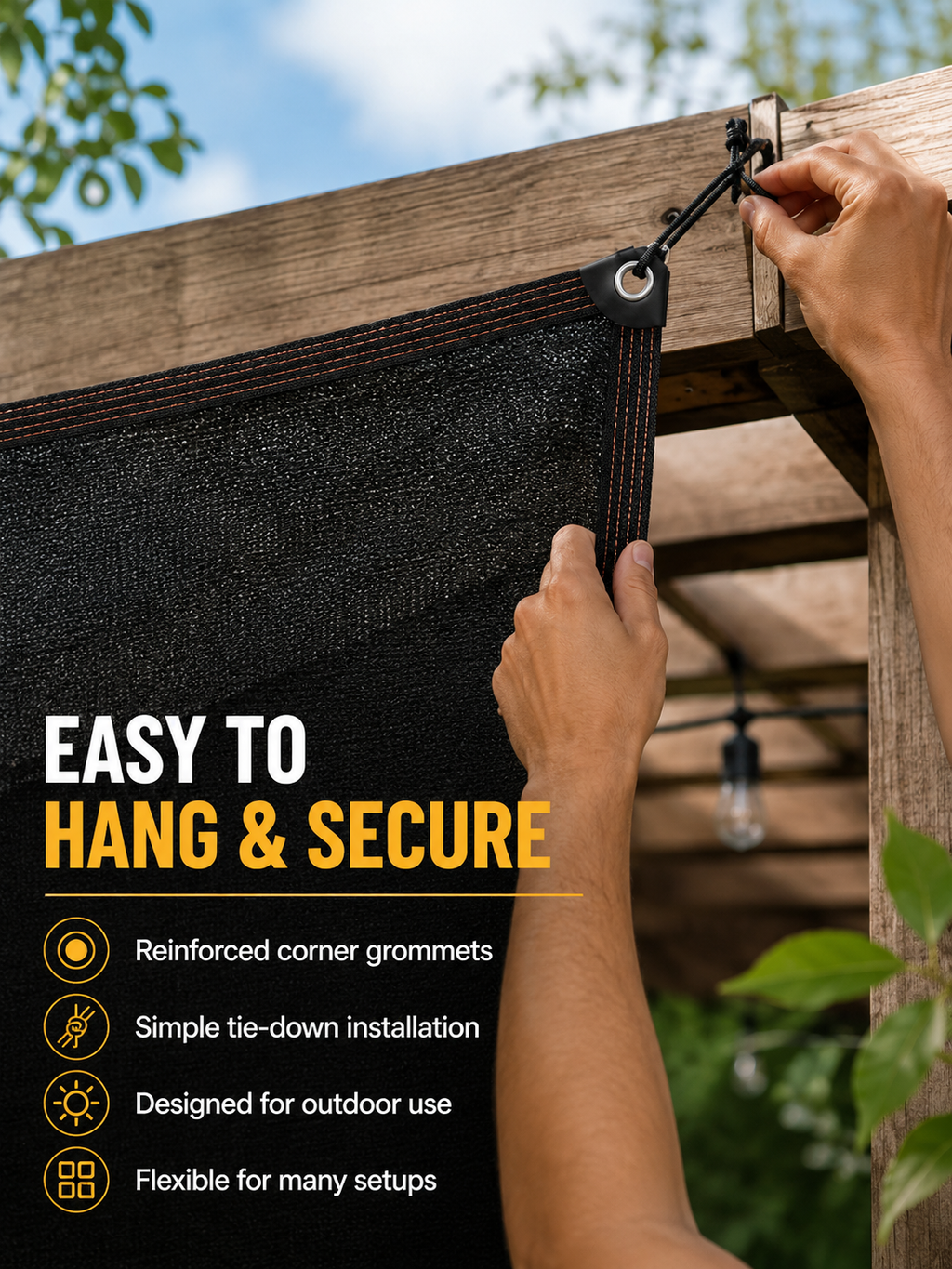Sun Shade Net – 70-90% UV Block, Reinforced Grommets ☀️🏘️