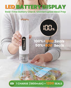 Handheld Vacuum Sealer with Visible Water Tank – 5X Food Freshness, Includes 30 Reusable Bags