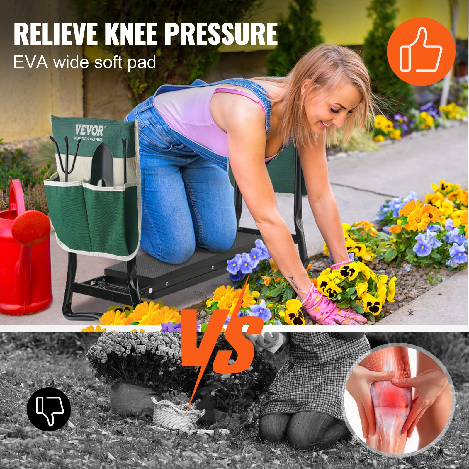 Garden Kneeler & Seat – EVA Foam Pad, Steel Frame, Tool Bags Included 🪴