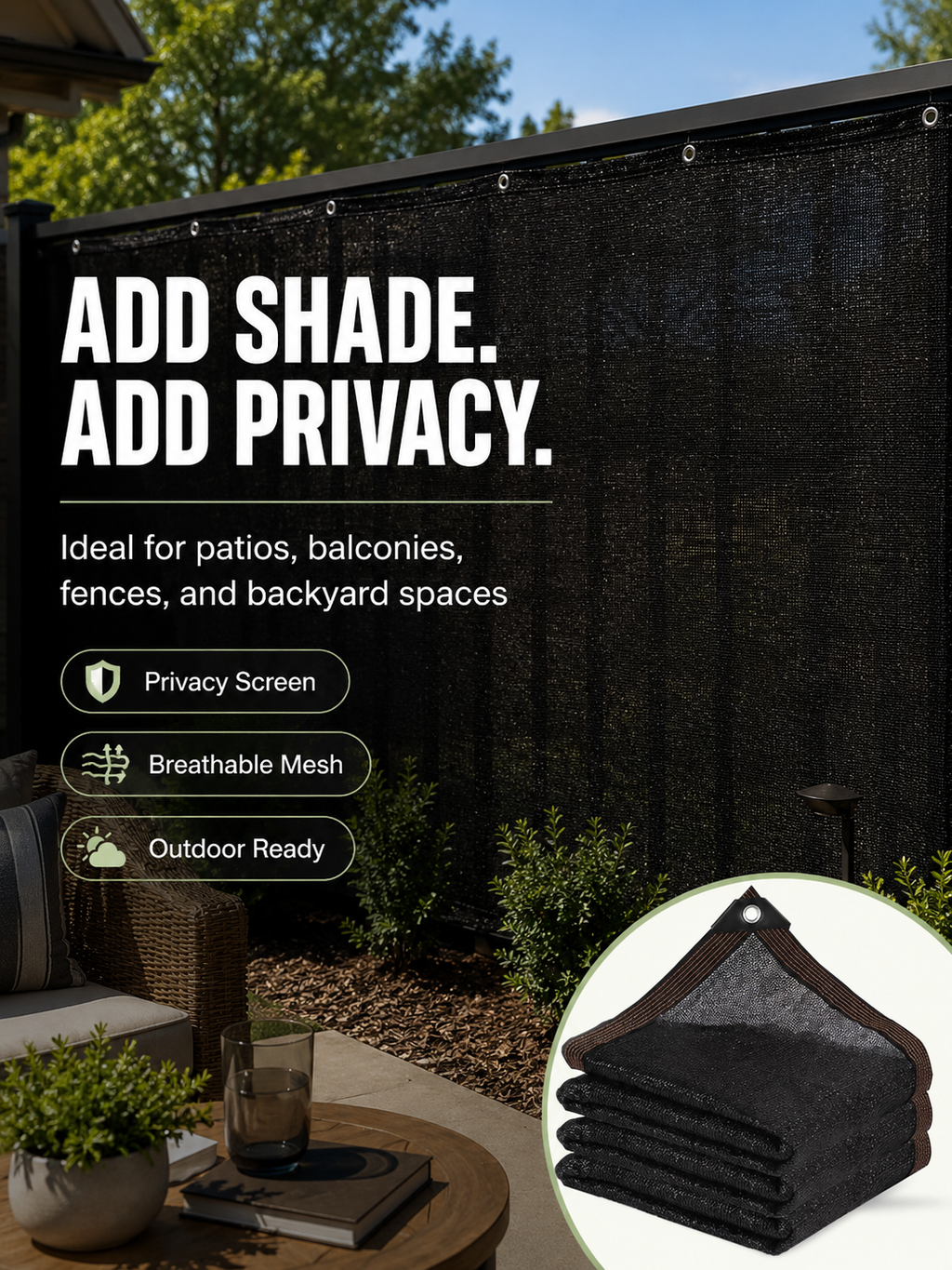 Sun Shade Net – 70-90% UV Block, Reinforced Grommets ☀️🏘️