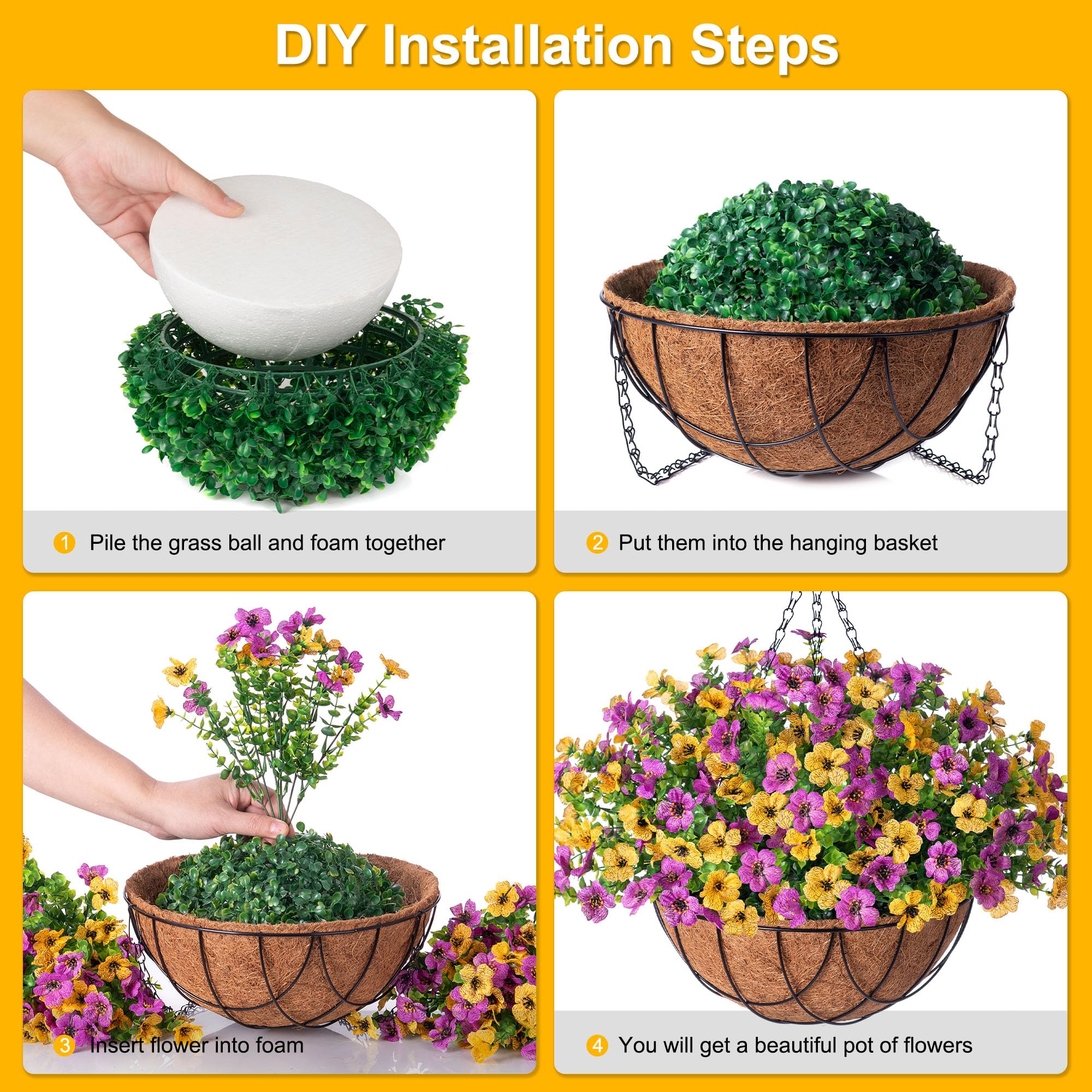 🌺🌺Artificial Silk Spring Flowers Hanging Basket for Outdoor Indoor