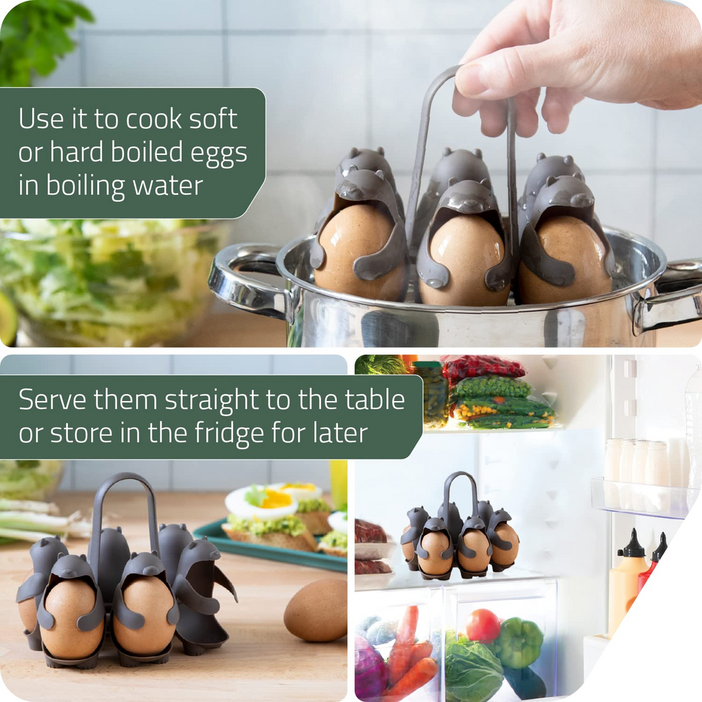 Penguin & Bear Egg Boiler &Holder – 6‑Egg Cooker, Server & Storage 🐧🐻🥚
