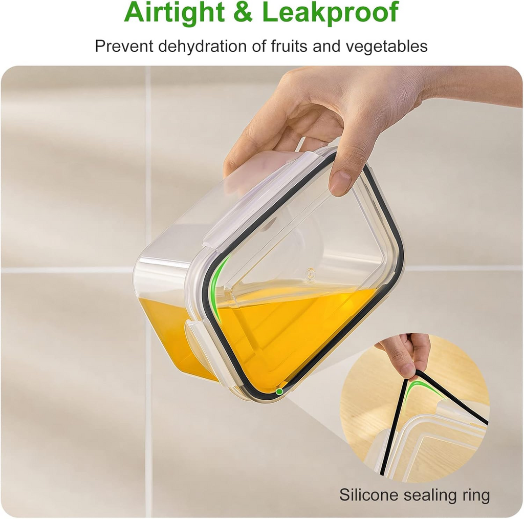 Produce Storage Containers with Colander – Leakproof & Fridge Organizers