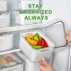 Produce Storage Containers with Colander – Leakproof & Fridge Organizers