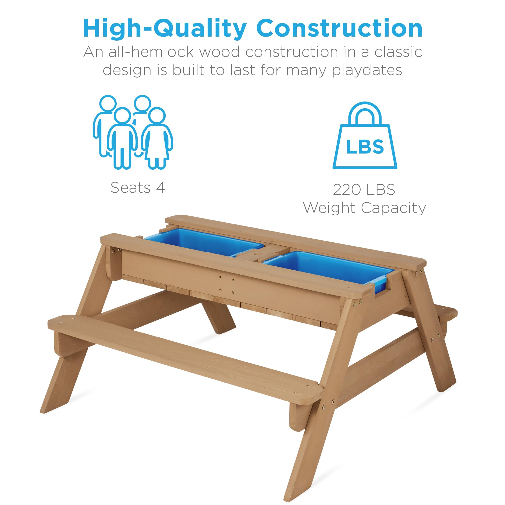 👶Children's Day gift👧Kids 3-in-1 Sand & Water Activity Table with Umbrella – Outdoor Convertible Picnic Table