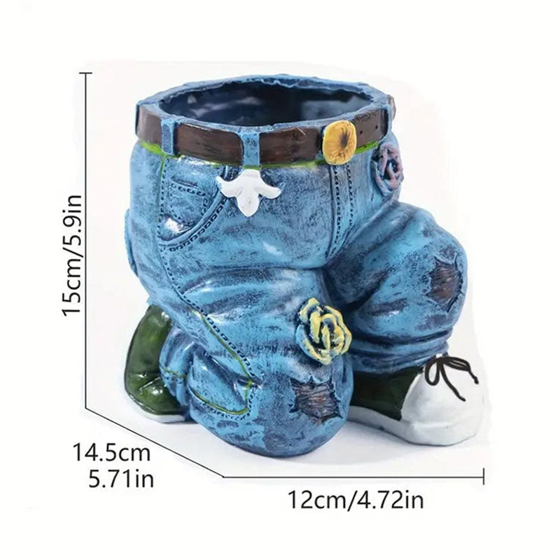 Denim Jeans Flower Pot – Realistic Resin Planter, Indoor/Outdoor 👖🌱