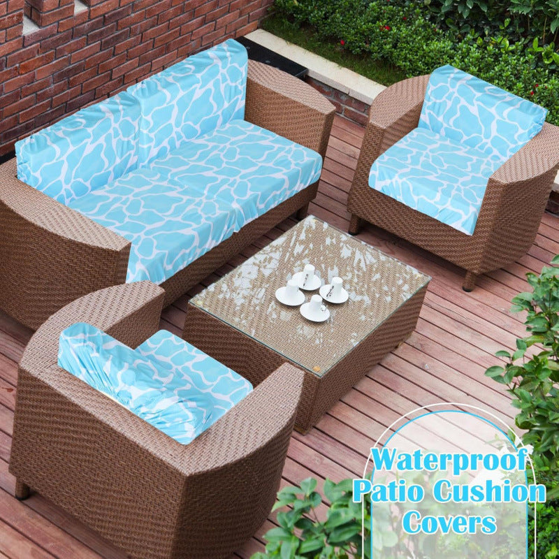 Stretch Patio Cushion Covers – Navy Trellis, Splash-Resistant 🛋️🌊