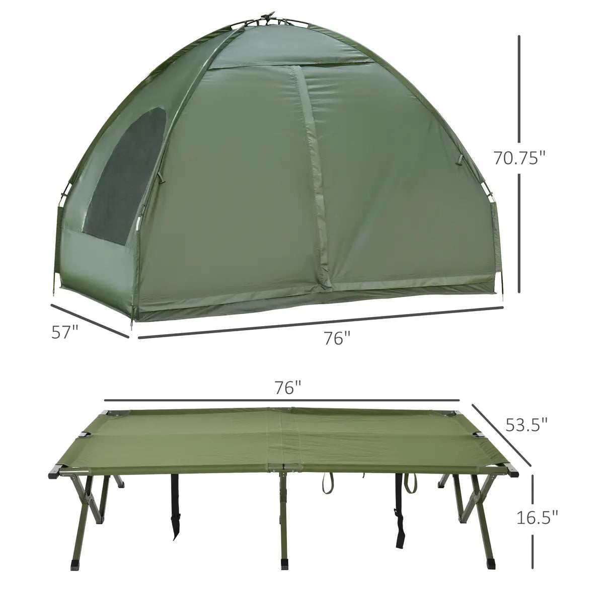 Outsunny 4-in-1 Foldable Camping Cot with Tent & Mattress