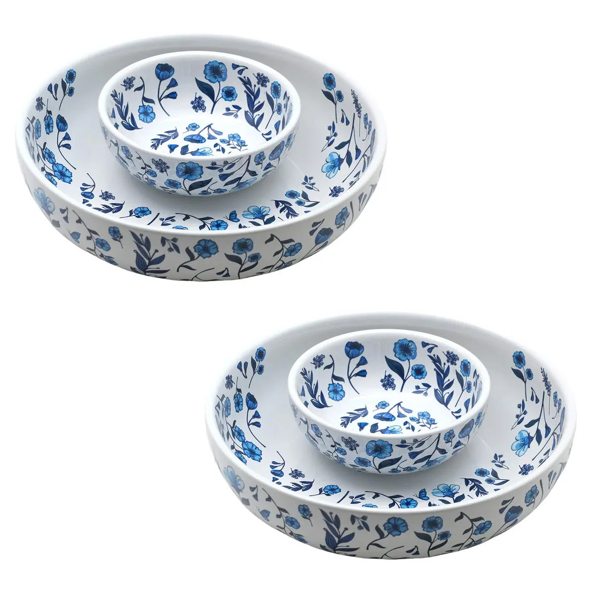 Set of 2 Personal Snack Tray/Chip and Dip Bowl