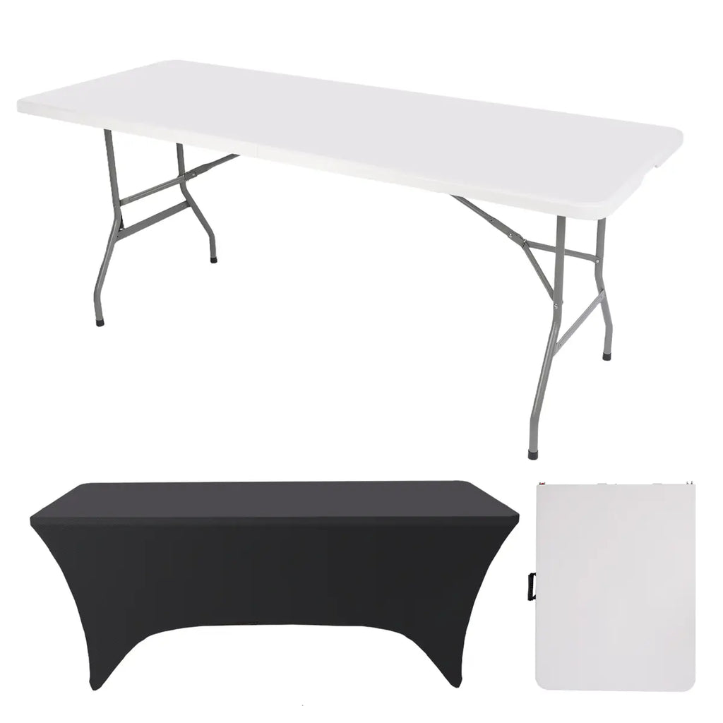 6ft Foldable Table Set with Tablecloth – Heavy Duty Portable Party Table for Indoor/Outdoor Events