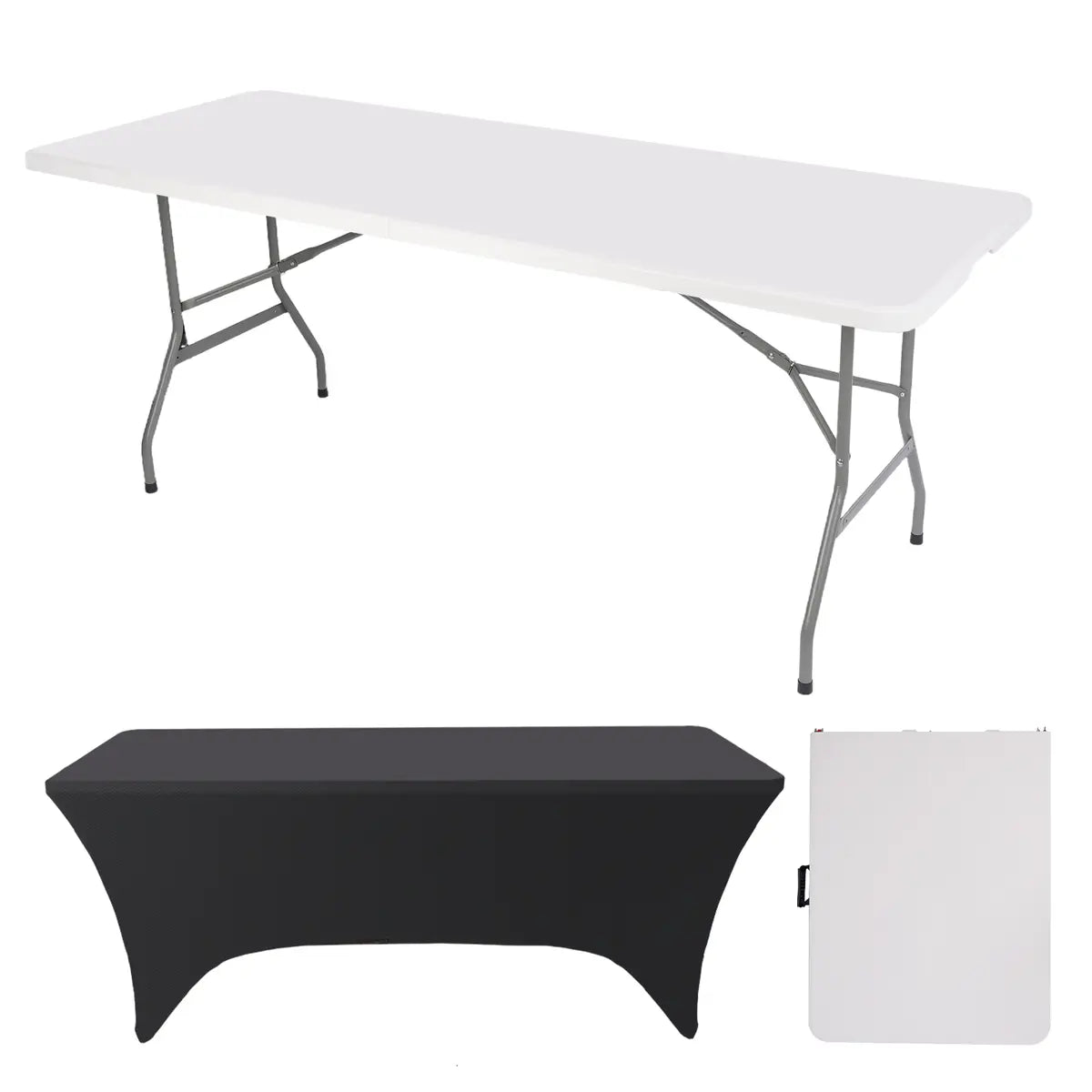 6ft Foldable Table Set with Tablecloth – Heavy Duty Portable Party Table for Indoor/Outdoor Events