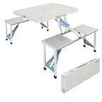 4ft Folding Camping Table Set with 4 Seats – Lightweight Portable Picnic & RV Table with Umbrella Hole, 220lb Support