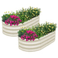 🍅Limited-time Summer Special Offer🍆2-Pack 12" Tall 4x2 ft Metal Raised Garden Beds – Oval Planter Box for Vegetables & Flowers