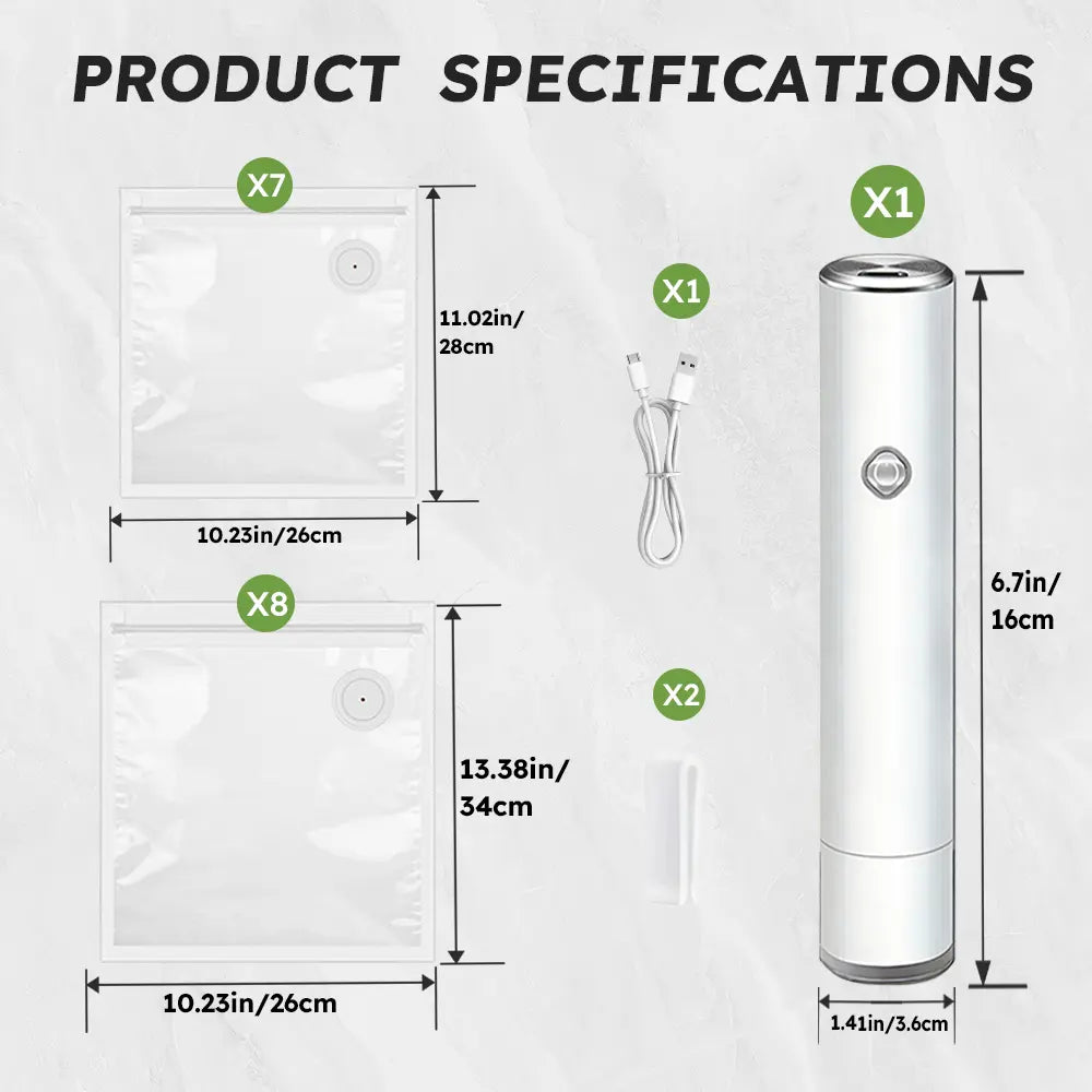 Portable Food Vacuum Sealer with 30 Bags – Keep Food Fresh On the Go