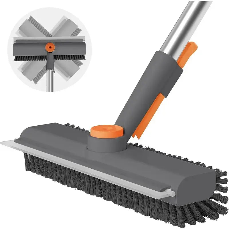 3-in-1 Heavy-Duty Floor Scrub Brush with Long Handle – for Shower, Pool, Deck, Patio & Kitchen