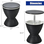 Rattan Bar Table with Ice Cooler – Adjustable Height, 3-in-1 Outdoor Cocktail Table