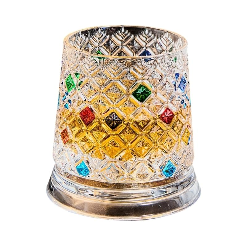 Rotating Crystal Whiskey Glass – Hand-Painted Star Base 🥃✨