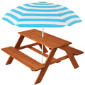 🔥🛟Outdoor essentials🌲Kids Outdoor Picnic Table with Umbrella – Wooden Activity Table, 220 lb Capacity