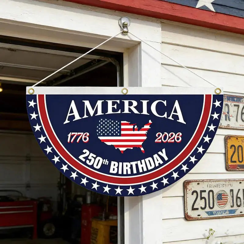 🇺🇸 America 250th Birthday Semicircular Flag Banner | Patriotic Bunting