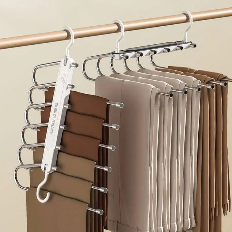 6 Layer Pants Hanger Space Saving Closet Organizer with 50mm Wide Spacing