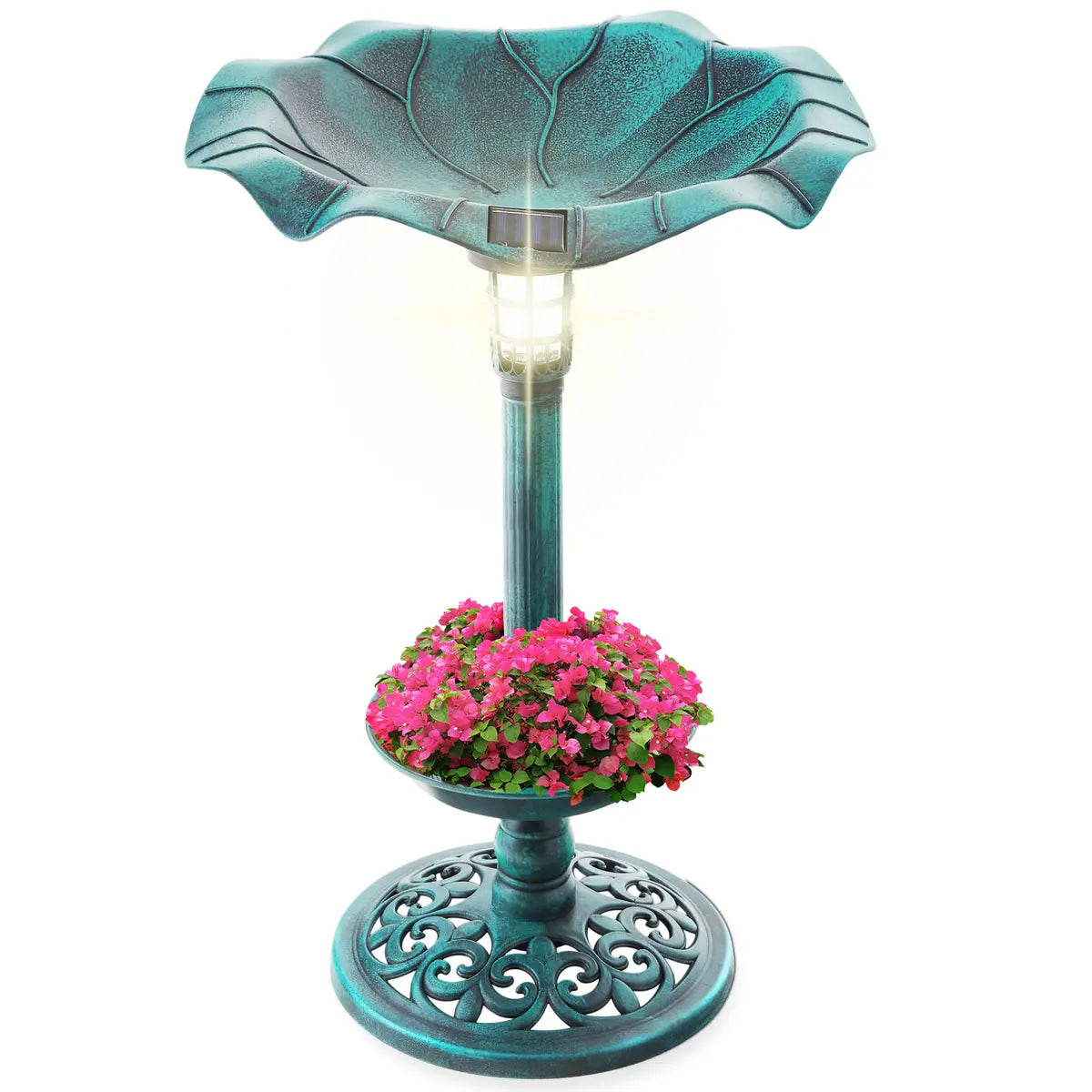 Solar Bird Bath with Planter – Glows at Night, Blooms by Day 🌙🌸
