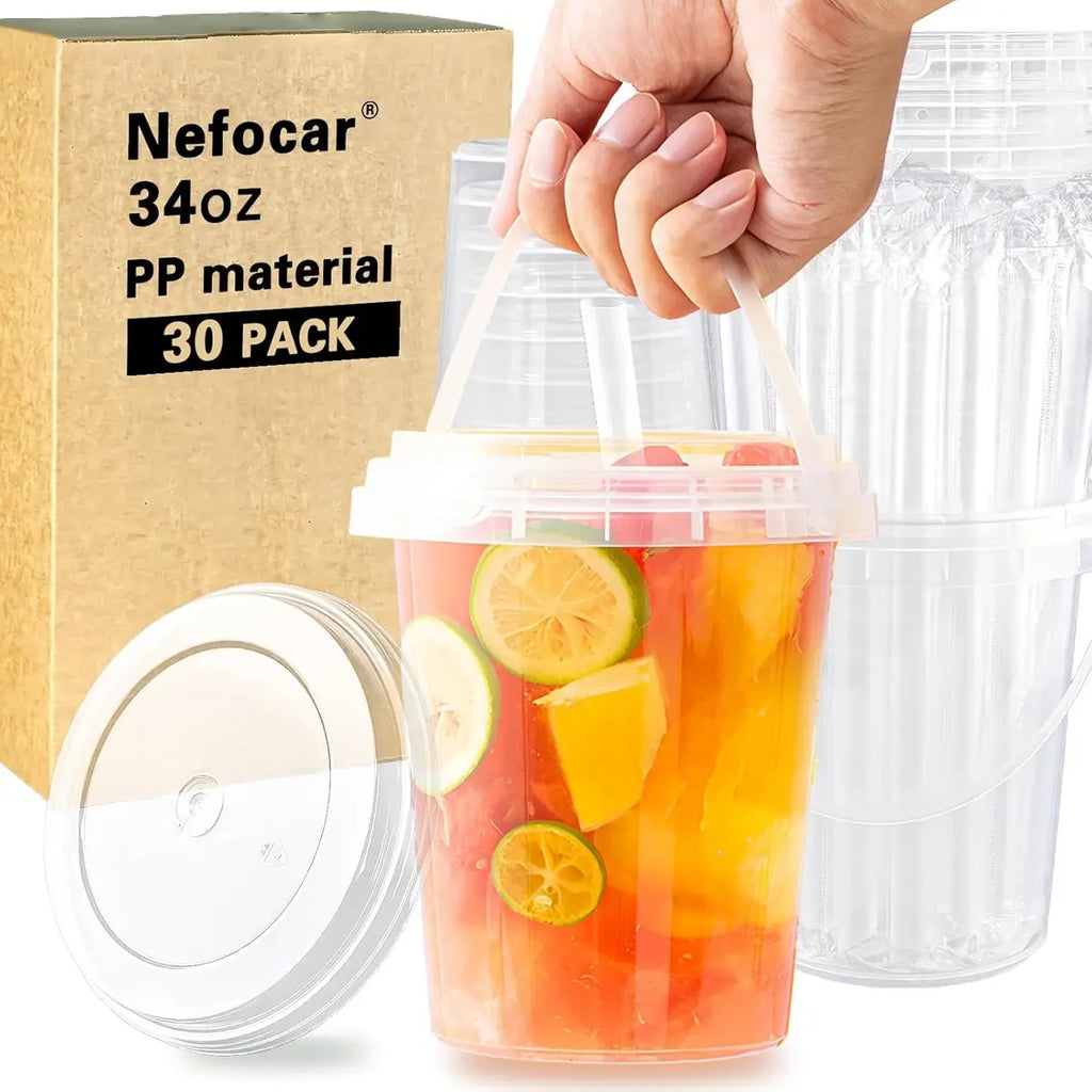 Clear Plastic Cups with Lids & Straws – Sturdy, Reusable & Leak-Proof