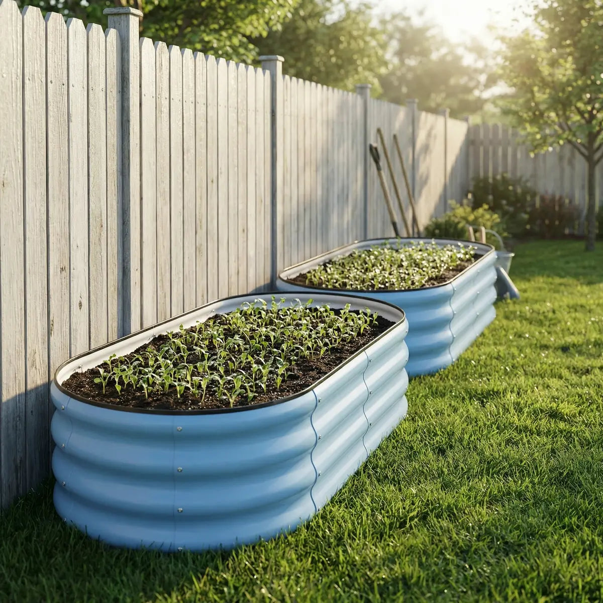 🍅Limited-time Summer Special Offer🍆2-Pack 12" Tall 4x2 ft Metal Raised Garden Beds – Oval Planter Box for Vegetables & Flowers