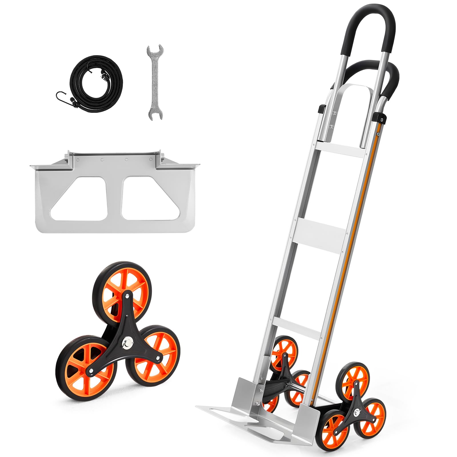 Stair Climbing Cart – 260 lb Capacity, Foldable with Telescoping Handle & 6 Mute Wheels