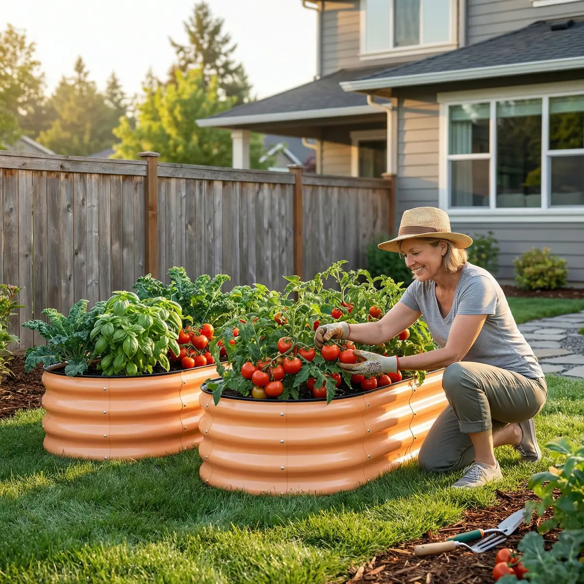 🍅Limited-time Summer Special Offer🍆2-Pack 12" Tall 4x2 ft Metal Raised Garden Beds – Oval Planter Box for Vegetables & Flowers