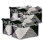 Handwoven Wicker Storage Baskets – Set of 4&8, Vegan Leather Handles 🧺