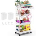 4-Tier Rolling Utility Cart – Lockable Wheels, Removable Drawer, Multi-Room Organizer