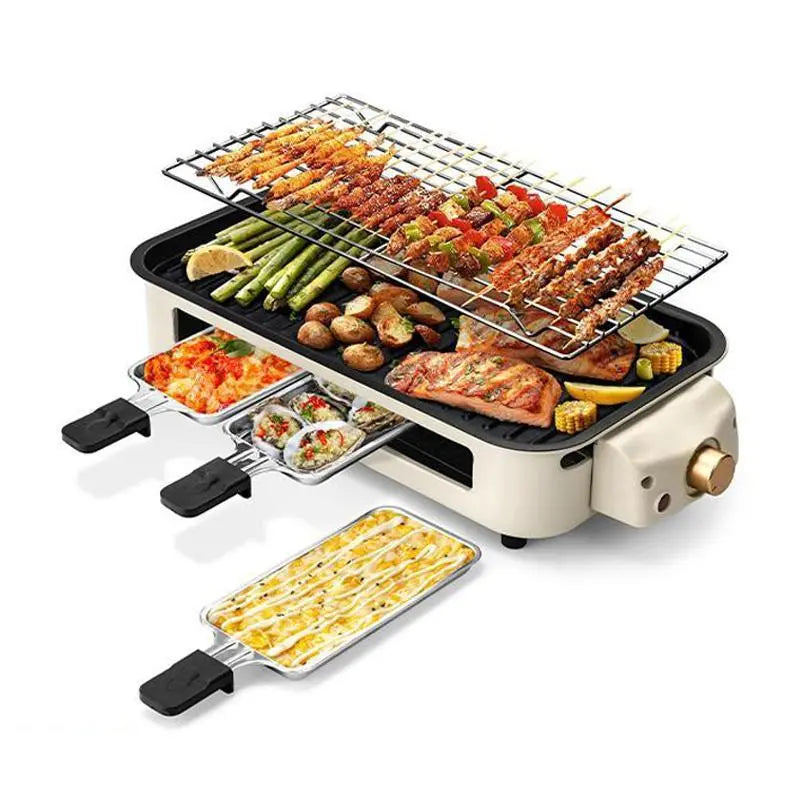 Electric Indoor Grill & Griddle - 2-in-1 Smokeless Kitchen Grill, 1500w, Dishwasher Safe, BBQ Pan with Non-Stick Plates