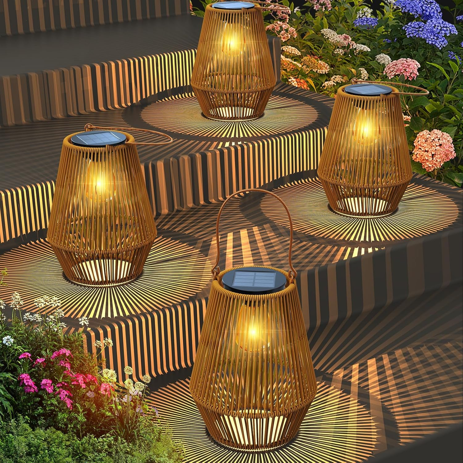 Handwoven Rattan Solar Lanterns – 2700K Warm Glow, IP65 Waterproof 🏮🌿