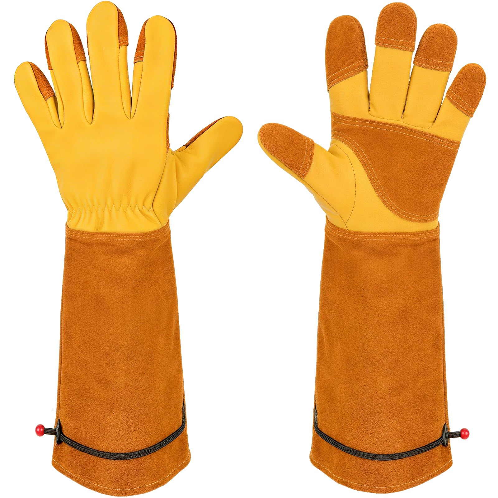 Leather Gardening Gloves – Long Cuff, Adjustable Strap, Sun & Dirt Protection