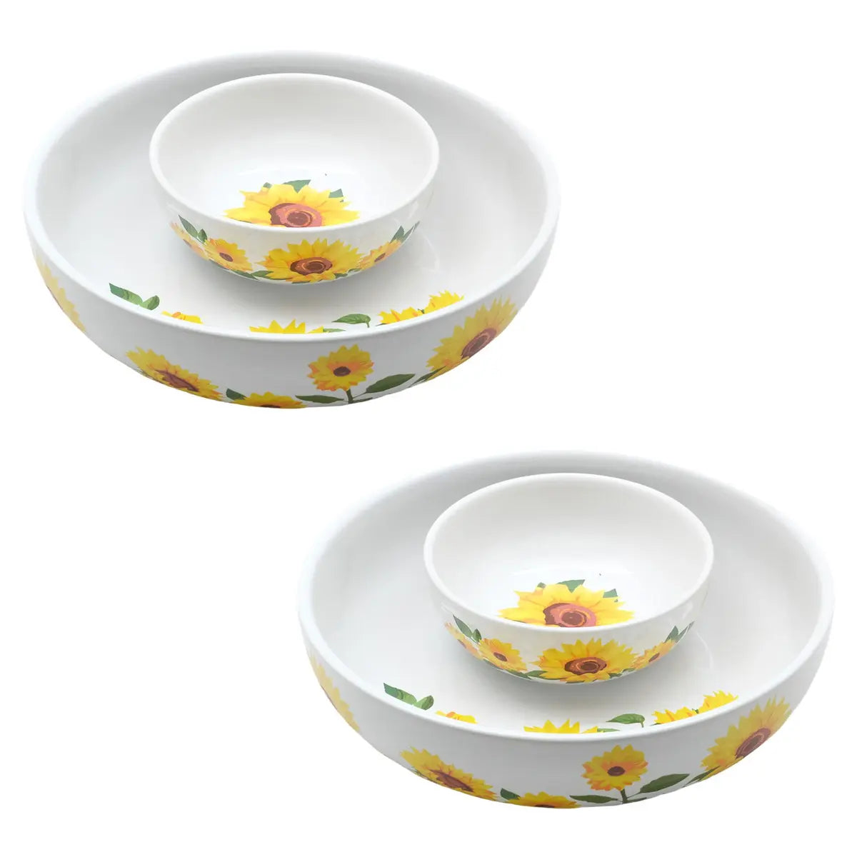 Set of 2 Personal Snack Tray/Chip and Dip Bowl