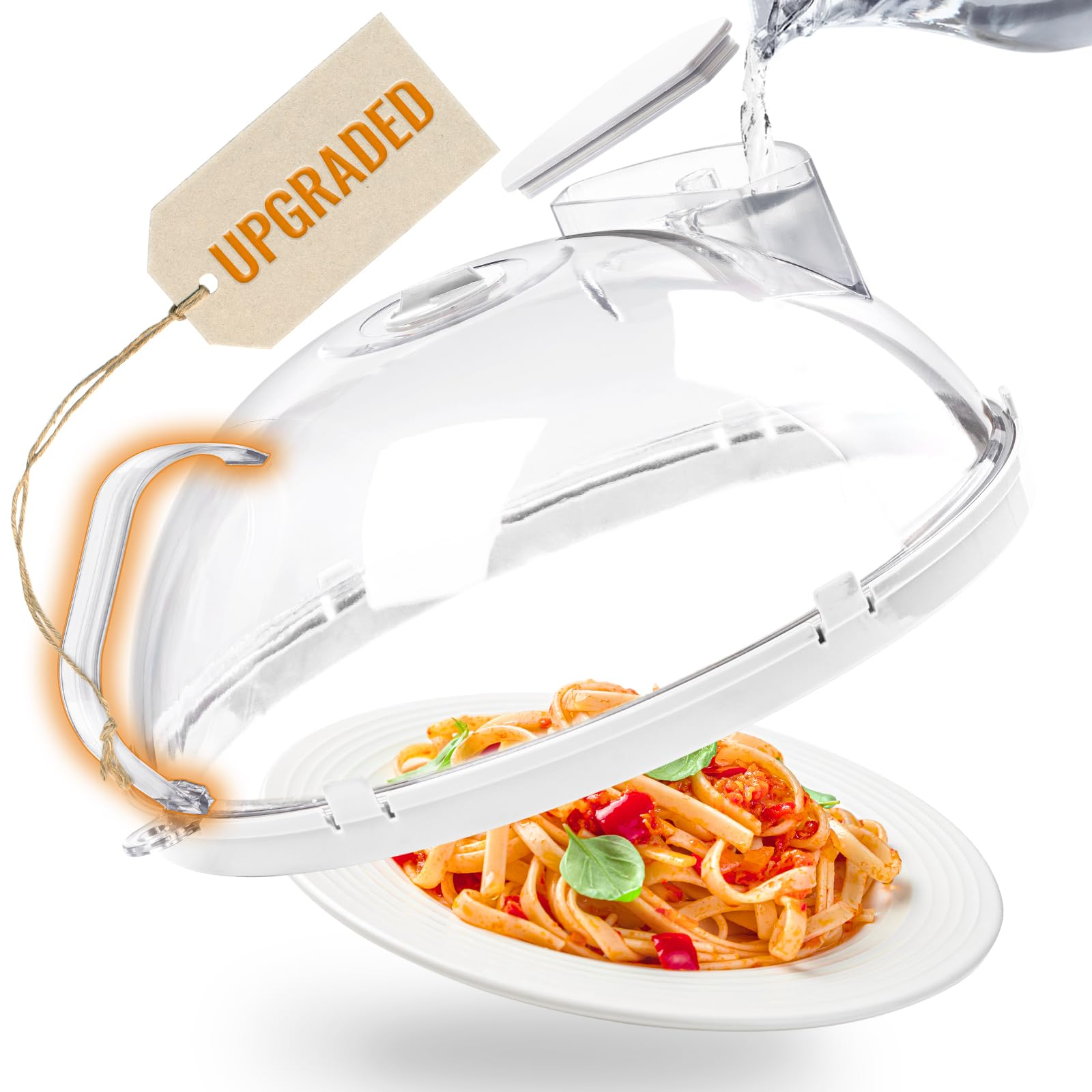Microwave Splatter Cover with Steamer – Upgraded Steam & Splash Guard, Integrated Handle