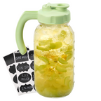 64oz Mason Jar Pitcher with Flip Spout Lid & Handle – Leak-Proof