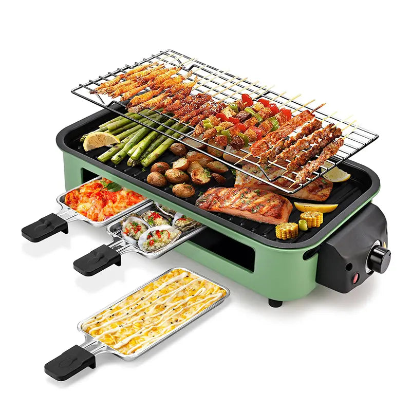 Electric Indoor Grill & Griddle - 2-in-1 Smokeless Kitchen Grill, 1500w, Dishwasher Safe, BBQ Pan with Non-Stick Plates