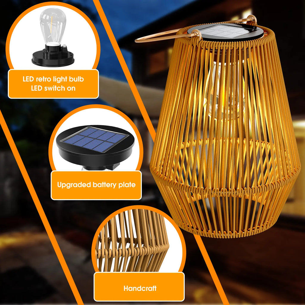 Handwoven Rattan Solar Lanterns – 2700K Warm Glow, IP65 Waterproof 🏮🌿