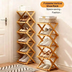 No‑Assembly Folding Bamboo Shoe Rack – Space‑Saving Storage 👟🎋