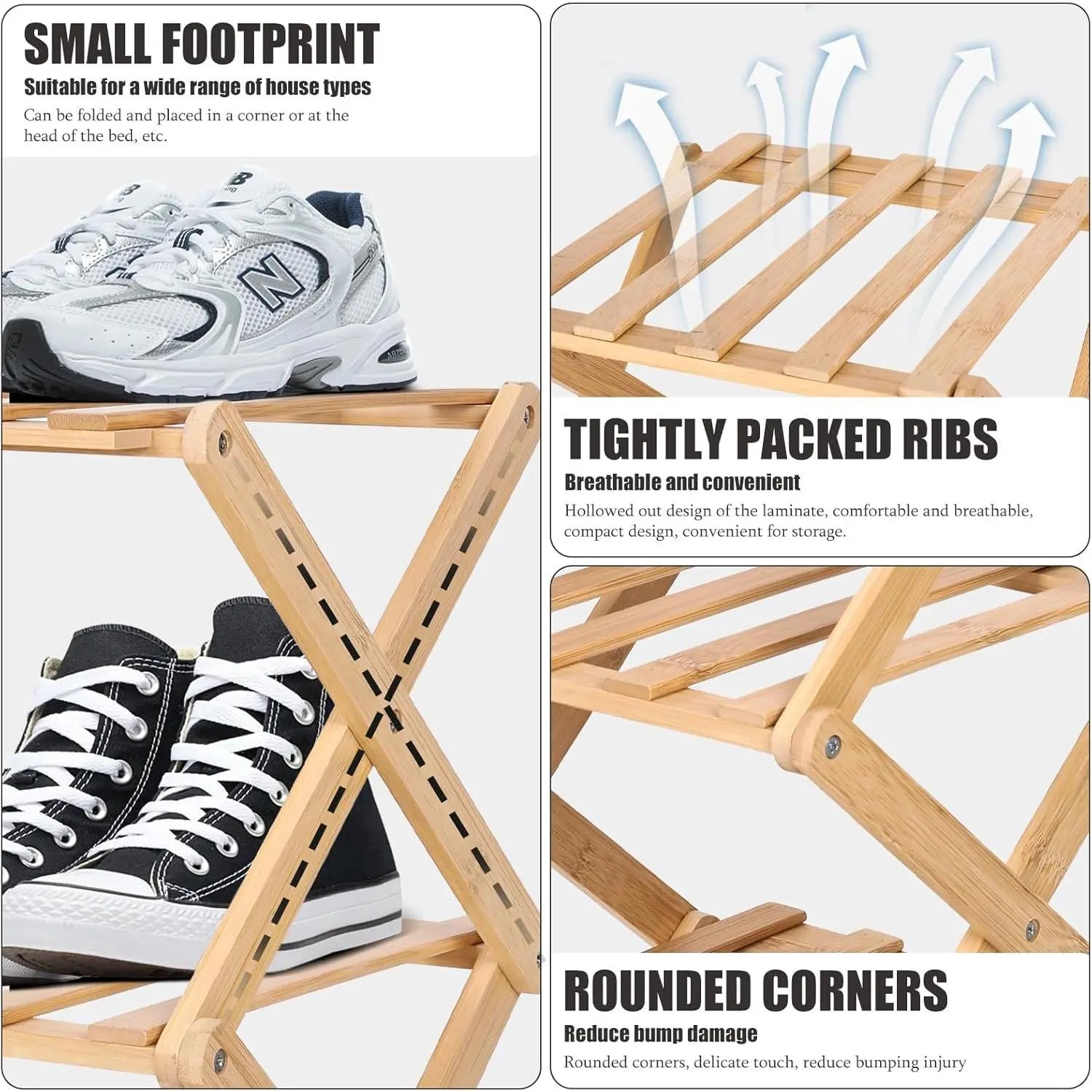 No‑Assembly Folding Bamboo Shoe Rack – Space‑Saving Storage 👟🎋