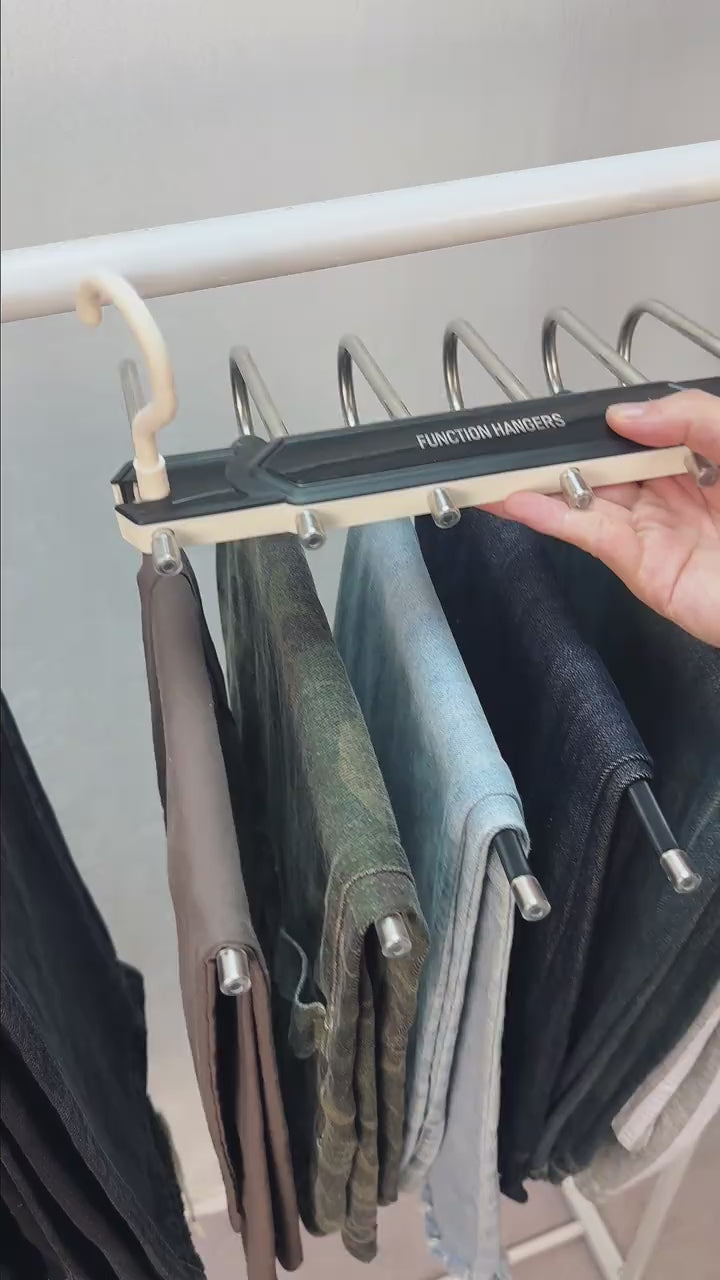 6 Layer Pants Hanger Space Saving Closet Organizer with 50mm Wide Spacing