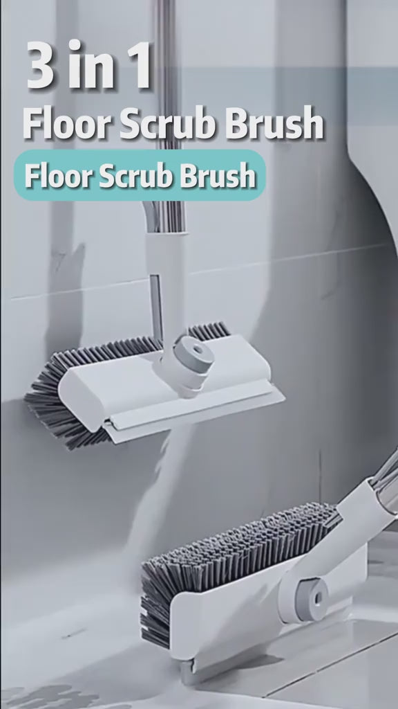 3-in-1 Heavy-Duty Floor Scrub Brush with Long Handle – for Shower, Pool, Deck, Patio & Kitchen